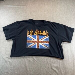 Def Leppard American Classics Graphic Crop T-shirt Women’s Size XL Black Music